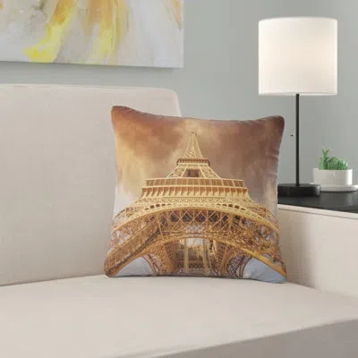 Design Art Beautiful View Of Paris Paris Eiffel Towerin Paris - Cityscape Printed Throw Pillow In Blue;white
