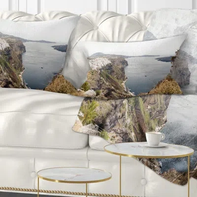 Design Art Beautiful View Of Santorini Island - Landscape Printed Pillow