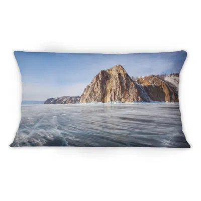 Design Art Beautiful View Of The Lake Baikal Winter -1 Lake House Printed Throw Pillow