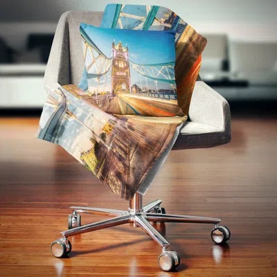 Design Art Beautiful View Of Tower Bridge London Cityscape Lumbar Pillow In Multi-color