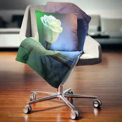 Design Art Beautiful White Painted Rose - Floral Printed Pillow