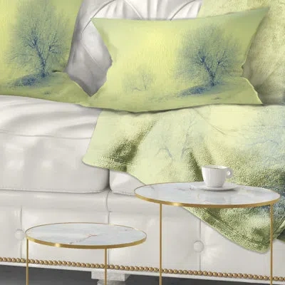 Design Art Beautiful Winter Snow Valley - Landscape Printed Throw Pillow