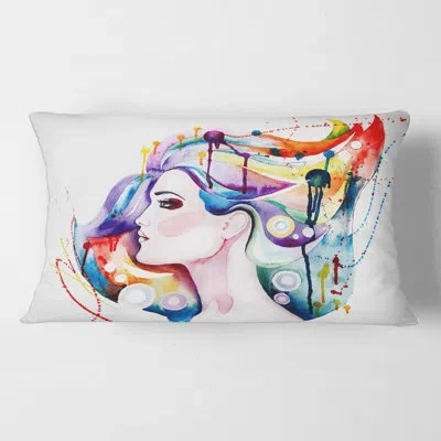 Design Art Beautiful Young Woman With Long Hair Rectangular Pillow Cover & Insert