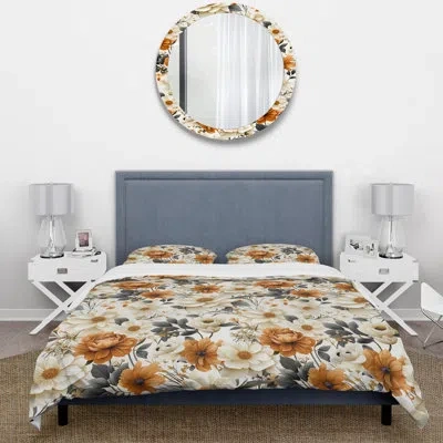 Design Art Bedding In Beige,yellow Vintage Bouquets Grace