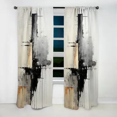 Design Art Beige And Black Divine Simplicity V - Painting Curtain - Blackout Abstract Curtain - 1 Panels In Black;beige