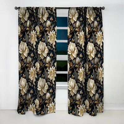 Design Art Beige And Blue Damask Fusion I - Damask Curtain - Blackout Damask Curtain - 1 Panels In Blue;beige