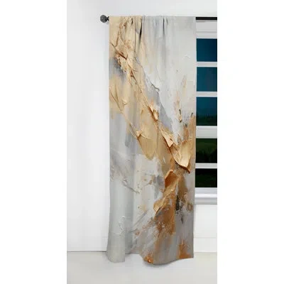 Design Art Beige And Gold Glacier Stone Simplicity Iii - Shapes Abstract Blackout Curtain - 1 Panels In Beige;gold