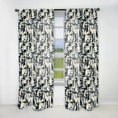 Design Art Beige And Grey Urban Maze - Modern Curtain - Velvet Room Darkening - 1 Panel In Gray;beige