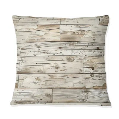 Design Art Beige Barn Wood I - Farmhouse Pillow