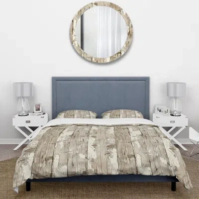 Design Art Beige Barn Wood Ii - Farmhouse Duvet Cover Set
