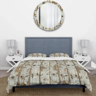 Design Art Beige Barn Wood Iii - Farmhouse Duvet Cover Set