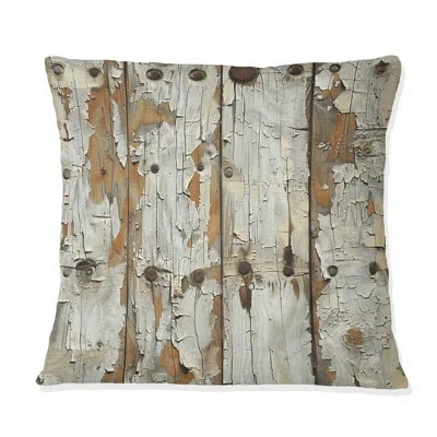 Design Art Beige Barn Wood Iii - Farmhouse Pillow