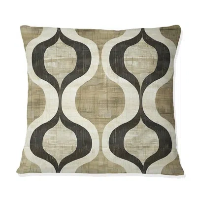 Design Art Beige Black Midcentury Reto Trellis - Midcentury Throw Pillow In Black;beige