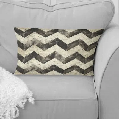 Design Art Beige Brown Chevron Pattern Dream Ii - Modern Lumbar Pillow In Brown;beige