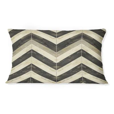 Design Art Beige Brown Chevron Pattern Dream Iii - Modern Lumbar Pillow In Brown;beige