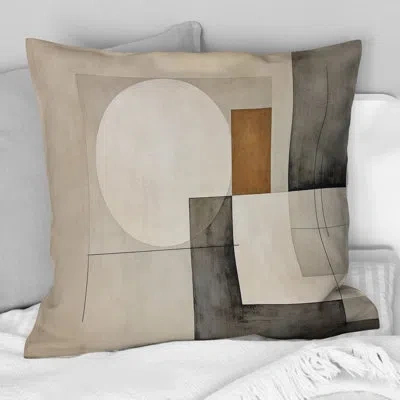 Design Art Beige Brown Suprematism Harmonic Convergence - Abstract Suprematism Printed Throw Pillow