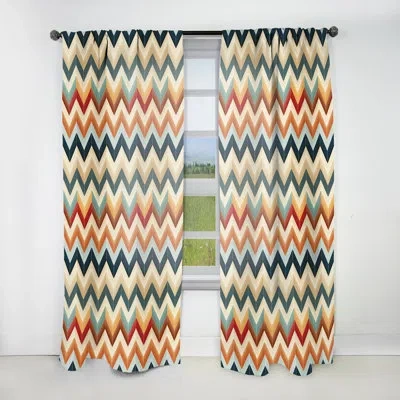 Design Art Beige Chevron Herringbone Elegance - Chevron Curtain - Velvet Room Darkening - 1 Panel