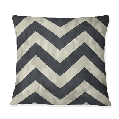 Design Art Beige Chevron Pattern Dream - Modern Throw Pillow In Black;beige