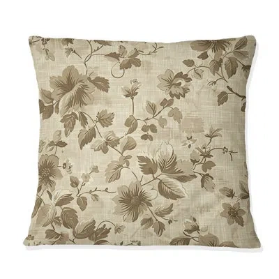 Design Art Beige Country Floral Chic I - Floral Pillow