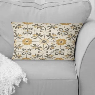 Design Art Beige Country Floral Chic Ii - Floral Pillow In Black;beige