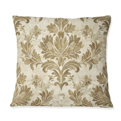 Design Art Beige Country Floral Chic V - Floral Pillow
