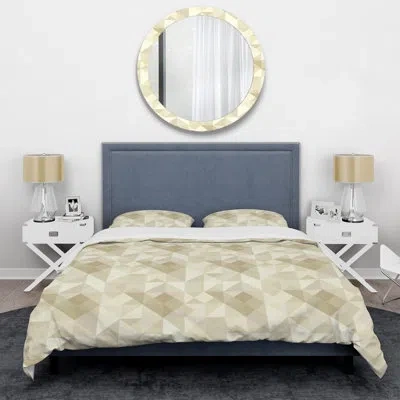 Design Art Beige Cream Modern Triangle Ii - Modern Duvet Cover Set In Beige;cream