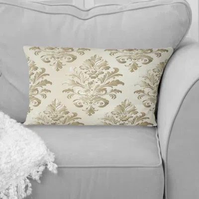 Design Art Beige  Glam Damask I - Glam Lumbar Pillow