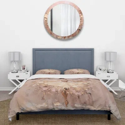 Design Art Beige Gold Minimalism Ballerina Ii - Ballet Duvet Cover Set In Beige;gold