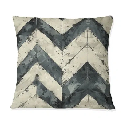 Design Art Beige Grey Chevron Iii - Transitional Throw Pillow In Gray;beige