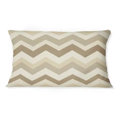 Design Art Beige Grey Chevron Pattern Dream Iii - Modern Lumbar Pillow In Brown;beige