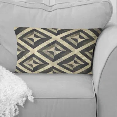Design Art Beige Grey Midcentury Tiles I - Midcentury Lumbar Pillow In Gray;beige