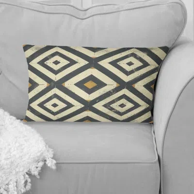 Design Art Beige Grey Midcentury Tiles Ii - Midcentury Lumbar Pillow In Gray;beige