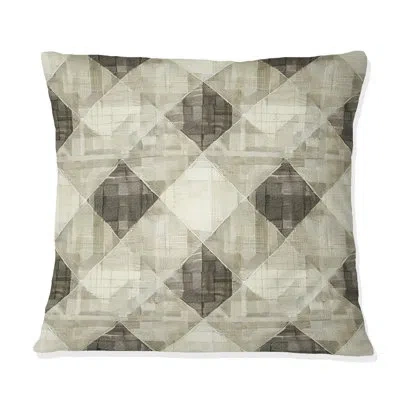 Design Art Beige Grey Modern Gingham Ii - Modern Throw Pillow In Gray;beige