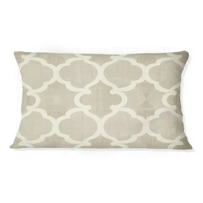 Design Art Beige Grey Modern Quatrefoil - Modern Lumbar Pillow In Gray;beige