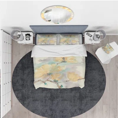 Design Art Beige Microfiber Farmhouse/country Duvet Cover Set