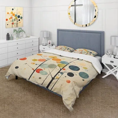Design Art Beige Mid Century Minimalist Masterpiece - Minimalism 4 Pcs Comforter Set