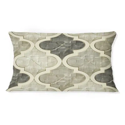 Design Art Beige Modern Quatrefoil Pattern I - Modern Lumbar Pillow In Gray;beige