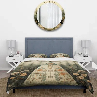 Design Art Beige Native Tipi Serenity In Nature - Native American Art Duvet Cover Set - Microfiber Polyester