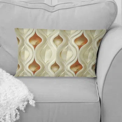 Design Art Beige Orange Modern Ogee Art - Modern Lumbar Pillow In Beige;orange