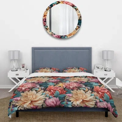 Design Art Beige Ornate Blooming Legacy Delight Ii Bedding In Beige;pink