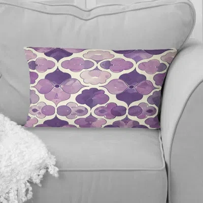 Design Art Beige Purple Midcentury Quatrefoil - Midcentury Lumbar Pillow In Beige;purple