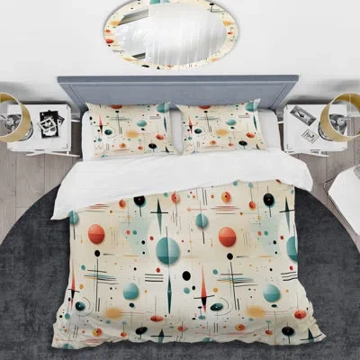 Design Art Beige Retro Modern Sphere Matrix I Duvet Cover Set