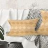 Design Art Beige Retro Triangular Wave - Mid-century Modernprinted Throw Pillow