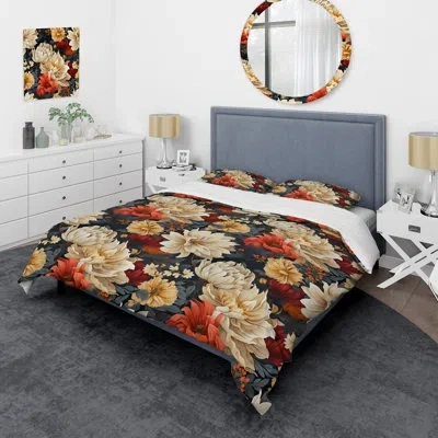 Design Art Beige Timeless Peony Elegance Wonderland I - Abstract Duvet Cover Set In Gray;beige;orange