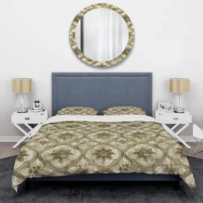 Design Art Beige White Modern Octagon Tiles Ii - Modern Duvet Cover Set In White;beige