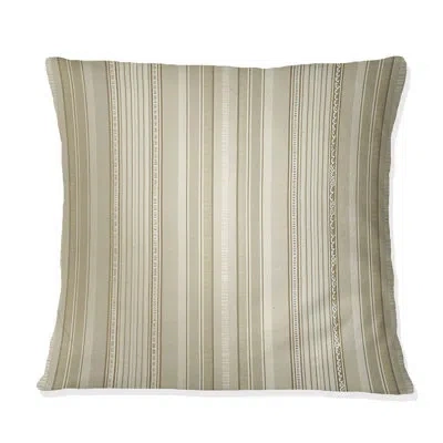 Design Art Beige White Pinstripe Print - Traditional Throw Pillow In White;beige