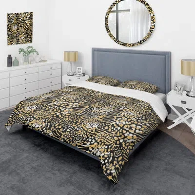 Design Art Beige/white Microfiber 2 Piece Duvet Cover Set In Gold