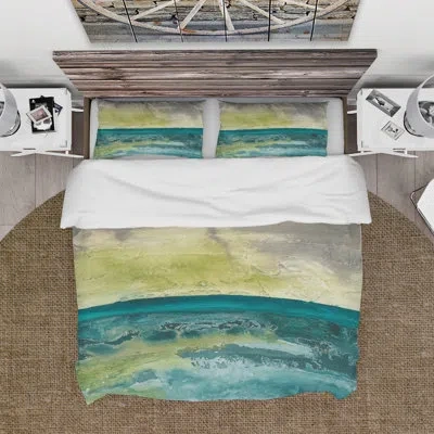 Design Art Beyond The Horizon I Duvet Cover Set In Teal