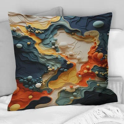 Design Art Bio Morphism Organic Forms Ii - Bio Morphism Printed Throw Pillow In Blue;black;brown;green;red;yellow