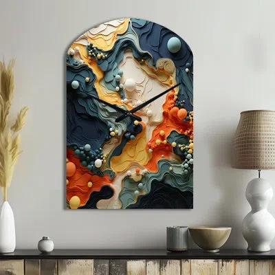 Design Art Bio Morphism Organic Forms Ii - Biomorphism Asymmetrical Metal Wall Clock, Modern Arch Wall Clock Pr In Multi-color